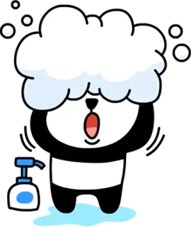 🚿 panda, sabun, busa, kartun, lucu, pembersihan telegram sticker