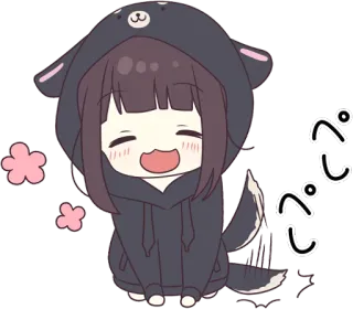 😊 ぺぺぺ 애니메이션, 귀여운, 카와이, 만화, 강아지, 후드티 whatsapp sticker