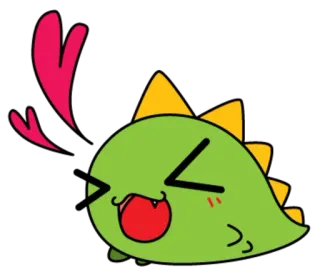 😘 динозавр, милый, мультяшный, зеленый, животное, персонаж, сердце telegram sticker