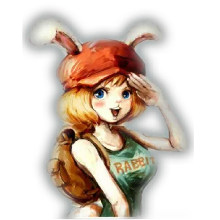 😀 RABBIT Garota anime, Coelho, Desenho animado, Chapéu de coelho, Alegre, Mochila telegram sticker