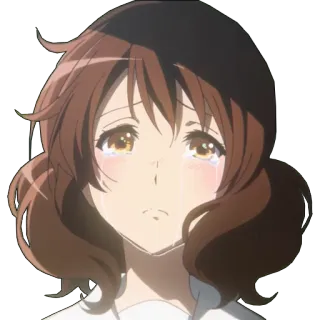 😓 anime, girl, sad, crying, brunette, tears, emotional telegram sticker