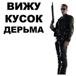 💩 ВИЖУ КУСОК ДЕРЬМА terminator, broń, przemoc, obraźliwe, film telegram sticker