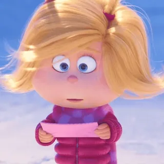 😕 Cindy Lou Who The Grinch ซินดี้ ลู ฮู, เดอะ กริ๊นช์, การ์ตูน, คริสต์มาส, ตัวละคร, น่ารัก, ภาพยนตร์ whatsapp sticker
