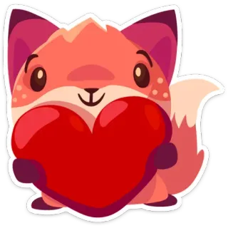 ❤ volpe, animale, cuore, amore, san valentino, carino telegram sticker