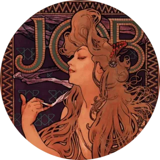 🌺 JOB Jugendstil, Vintage, Frau, Rauchen, Zigarette, Kunstwerk, Werbung telegram sticker