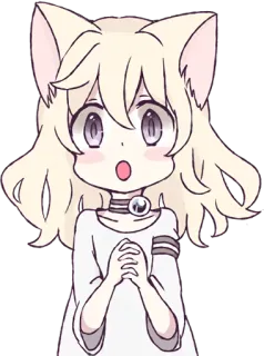 😯 Anime, Katzenmädchen, süß, überrascht, Manga telegram sticker