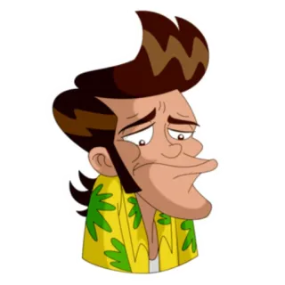😒 Dibujo animado, Hombre, Camisa hawaiana, Retrato, Hombre telegram sticker