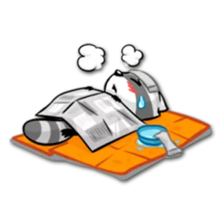 💉 raton laveur, contrarié, journal, dessin animé, triste, stressé whatsapp sticker
