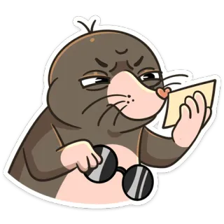 👀 モグラ, 動物, サングラス, 漫画, かわいい, キャラクター, ステッカー telegram sticker