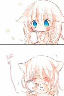 🔮 ぴと アニメ, 猫, 可愛い, ちび, 飲み物 telegram sticker