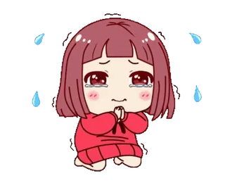 😢 Anime, Huilend, Smeekbede, Verdrietig, Kawaii, Chibi telegram sticker