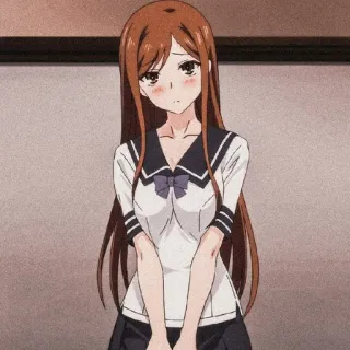 🌟 Anime, Fille, Uniforme, Triste, Écolière telegram sticker