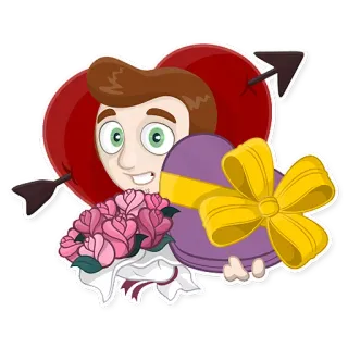 💘 corazón, amor, romance, flecha, san valentín, regalo, flores, dibujos animados telegram sticker