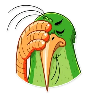 🤦 bird, green, facepalm, disappointed, animal telegram sticker