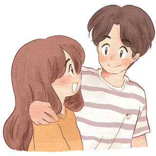 😏 pasangan, cinta, romansa, hubungan, kartun, kasih sayang telegram sticker