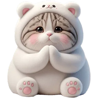 🙏 kat, dier, schattig, kawaii, beer, cartoon, sticker telegram sticker