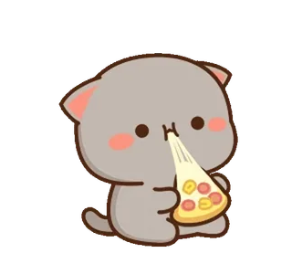 😽 chat, pizza, dessin animé, animal, nourriture, mignon, kawaii whatsapp sticker