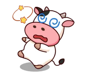 😖 vache, dessin animé, étourdi, étoiles, animal telegram sticker
