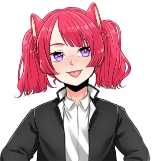 🥺 Аниме, Девушка, Милая, Розовые волосы, Кошачьи ушки, Хвостики whatsapp sticker