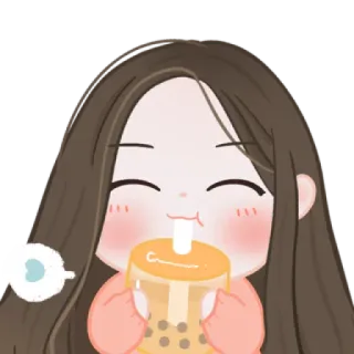 🧁 cartoon, girl, bubble tea, cute, anime, drink telegram sticker
