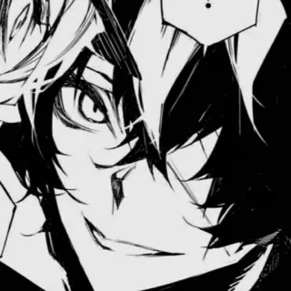 ♟ manga, anime, close-up, face, black and white telegram sticker