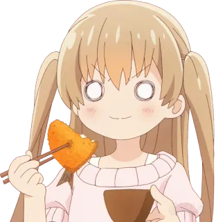 🥢 Dziewczyna anime, Jedzenie, Pałeczki, Słodkie, Kreskówka whatsapp sticker