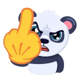 🖕 Panda, Dedo do meio, Ofensivo, Bravo, Grosseiro, Desenho animado telegram sticker