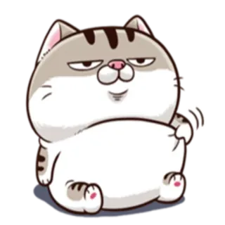 🤔 cat, sticker, cartoon, animal, smug, cute, funny telegram sticker