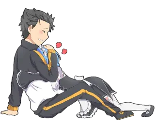 ❤ Rem Re:Zero Anime, Cặp đôi, Lãng mạn, Tình yêu, Ôm, Rem, Re:Zero telegram sticker