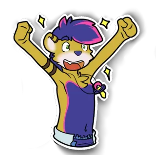😃 Furry, Anthro, Dibujos animados, Feliz, Emocionado, Alegre, Personaje, Animal whatsapp sticker