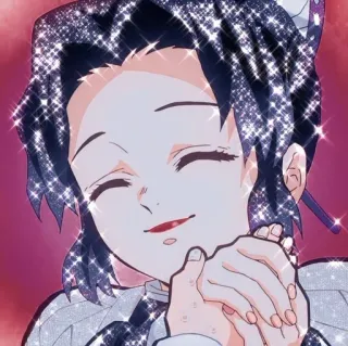 ✨ Shinobu Kocho Demon Slayer anime, shinobu kocho, demon slayer, sparkly, fanart, portrait, cute whatsapp sticker