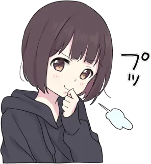😏 プッ Anime, Ragazza, Carina, Cartone animato, Giapponese, Espressione telegram sticker