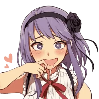 😍 Anime, Carino, Ragazza, Sorridendo, Capelli viola, Cuore telegram sticker
