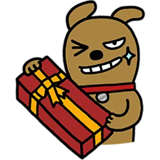 👜 chien, cadeau, dessin animé, cadeau, animal, personnage whatsapp sticker