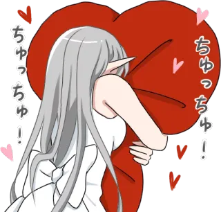 🤗 ちゅっちゅ Anime, Elfo, Kawaii, Abraço, Coração, Amor, Fofo whatsapp sticker