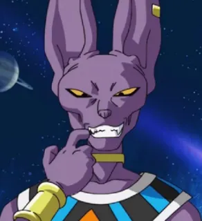 😁 Beerus Dragon Ball beerus, dragon ball, anime, personnage, dieu de la destruction, chat violet, personnage fictif telegram sticker