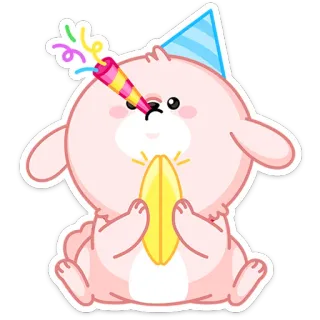 🐕 Desenho animado, Fofo, Festa, Celebração, Animal, Rosa, Aniversário, Coelho telegram sticker