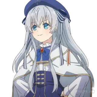 😊 Anime, Charakter, Mädchen, Süß, Blau, Weißes Haar telegram sticker