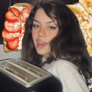 💞 tostada, fresa, comida, mujer, retrato telegram sticker