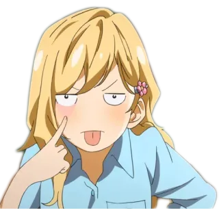 😜 อนิเมะ, ผมบลอนด์, น่ารัก, ผู้หญิง, สีหน้า, สติกเกอร์, ตัวละคร telegram sticker