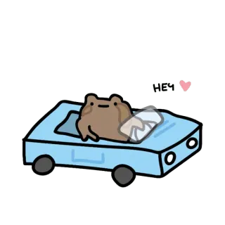 🚙 ếch, xe hơi, lái xe, dễ thương, hoạt hình, động vật telegram sticker