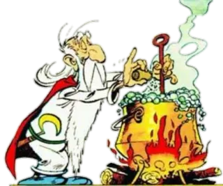 🍲 Getafix Asterix mago, poção, quadrinho, desenho animado, asterix, panoramix, magia whatsapp sticker