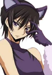 😏 Lelouch Lamperouge Code Geass anime, cat ears, lelouch, code geass, fanart, manga telegram sticker