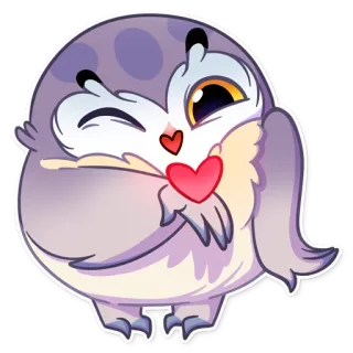 😘 burung hantu, kartun, imut, hati, cinta, burung telegram sticker