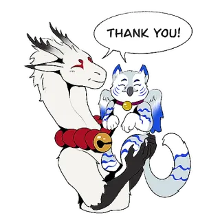 💋 THANK YOU! merci, animal, dragon, mignon, autocollant, personnage, amical, bulle de dialogue whatsapp sticker