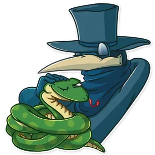 🐍 medico della peste, serpente, cappello, maschera, fantasy, storico, cartone animato whatsapp sticker