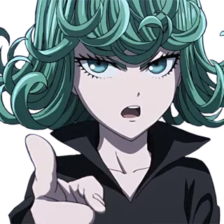 🤨 Tatsumaki One-Punch Man anime, Tatsumaki, One-Punch Man, personaje, poderoso, ESP, frunciendo el ceño whatsapp sticker