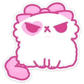 😠 kot, kotek, słodki, różowy, kokarda, zły, serce whatsapp sticker