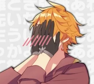 🌟 Tartaglia Genshin Impact anime, videojuego, genshin impact, tartaglia, childe, sonrojo, tímido whatsapp sticker