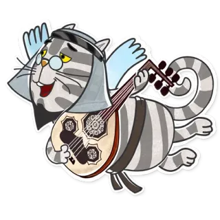 😊 gato, instrumento musical, alaúde árabe, desenho animado, árabe, oriente médio telegram sticker